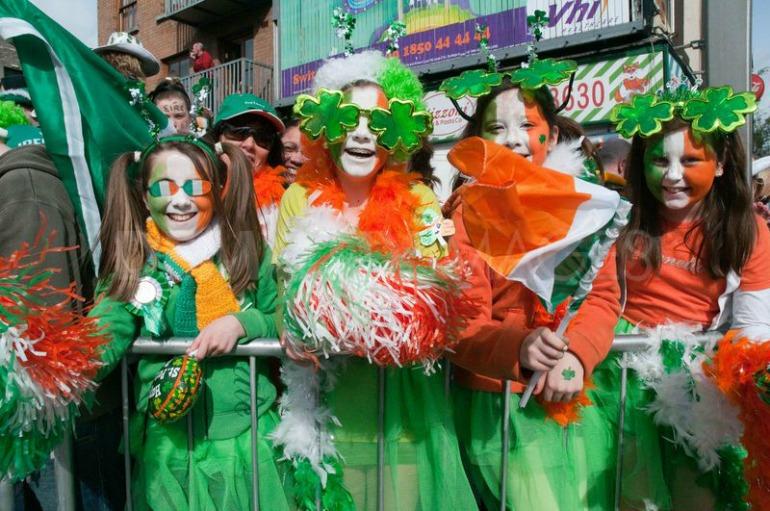 Picture of four people dressed in St. Patrick's day costumes